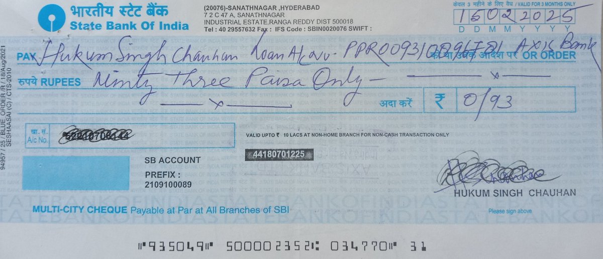 ScmHschauhan's tweet photo. @ajitanjum I was asked to pay balance of 93 paise by Axis Bank against my loan. https://t.co/hlwTIlzMXL