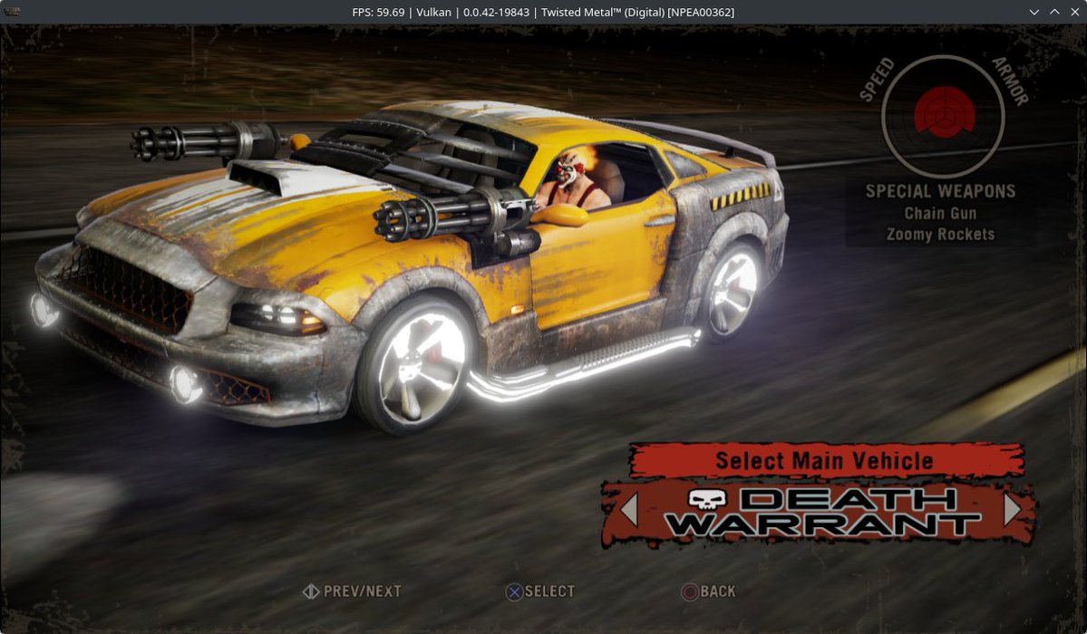 rpcs3's tweet photo. 🏎️ Twisted Metal fixed on PC using RPCS3!

The game's lighting now renders correctly, fixing the last remaining graphical bug.

This is thanks to Yahfz fixing an issue in the emulation of RSX's DIVSQ instruction on how it applies modifiers - SAT before ABS - as verified on a PS3.
