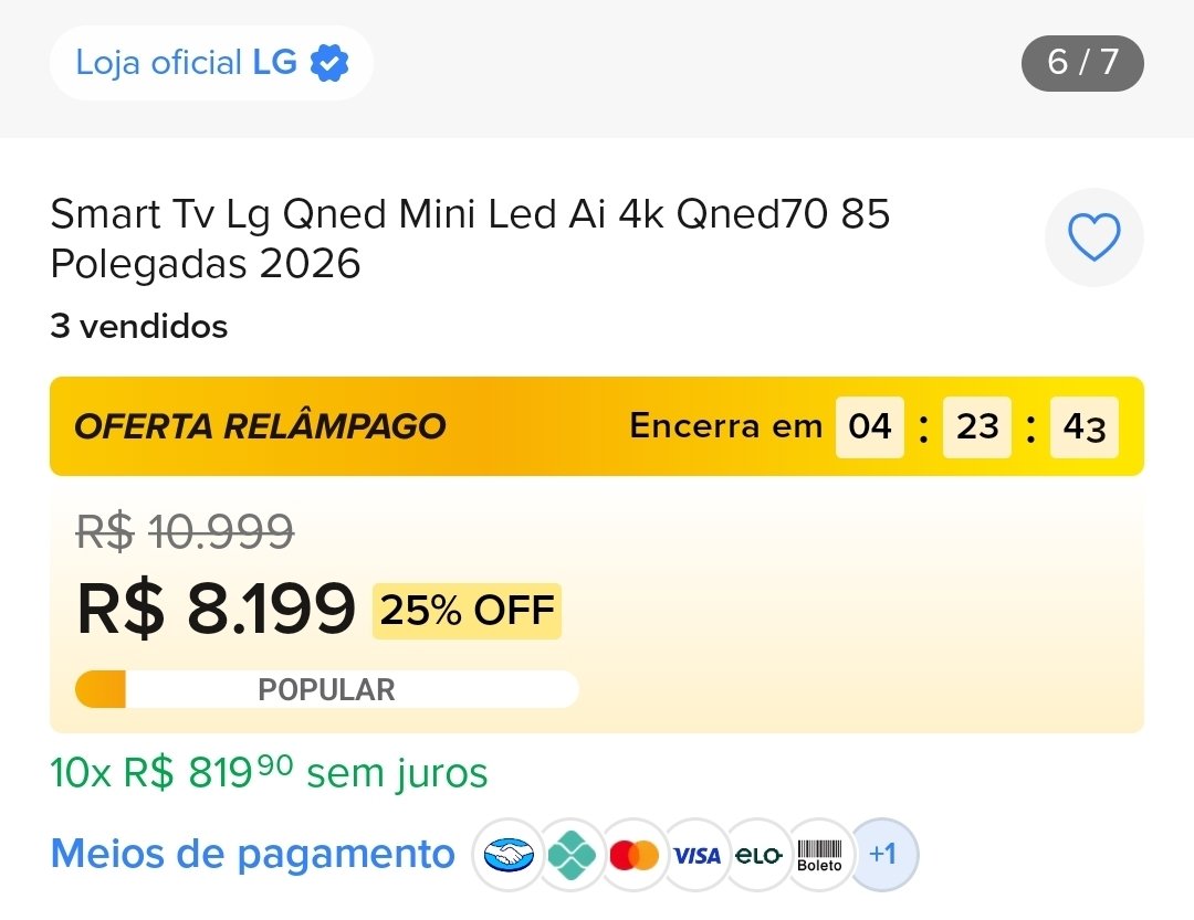 caradogamer's tweet photo. Smart Tv Lg Qned Mini Led Ai 4k Qned70 85 Polegadas 2026

🛒🔗: https://t.co/2EptSK7HZs https://t.co/2z6U2PoGeg