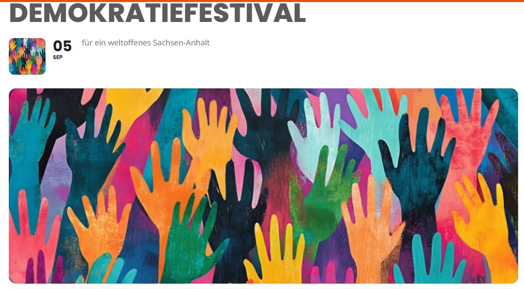 Earthfriend21's tweet photo. ℹ️#SavetheDate in #Magdeburg #md0509
#Demokratiefestival für ein weltoffenes 
🌈#SachsenAnhalt ❣️

⤵️⤵️⤵️⤵️⤵️⤵️⤵️⤵️⤵️⤵️⤵️⤵️⤵️⤵️
https://t.co/150elckgCb https://t.co/ExSkR4XdIr