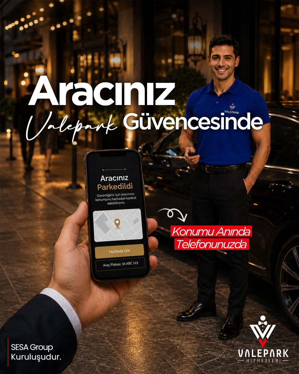 GroupSesa's tweet photo. Aracınızı teslim ettiğiniz anda süreç Valepark ile dijital olarak kayıt altına alınır. 📲🚘

Araç bilgileriniz sisteme işlenir, park süreci güvenle yönetilir ve konum bilgisi telefonunuza iletilir. Böylece park yeri aramakla vakit kaybetmeden gününüze rahatça devam edebilirsiniz. https://t.co/oiTLc8rYWD