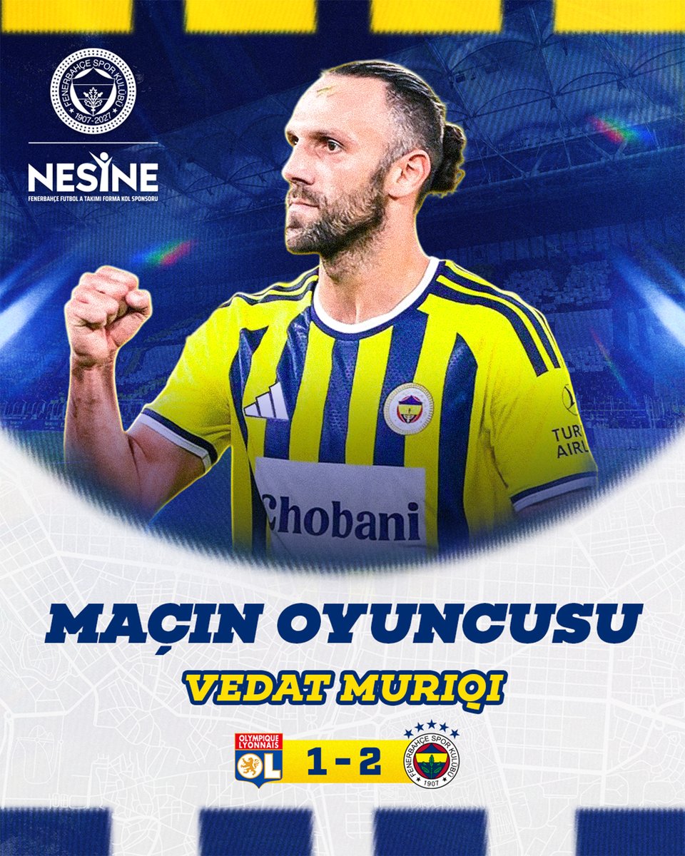Fenerbahce's tweet photo. Çubuklu için ter döken tüm futbolcularımıza teşekkür ediyoruz!

@Nesinecom Maçın Oyuncusu @MuriqiVedat seçilmiştir. https://t.co/YKagP1w0Ih
