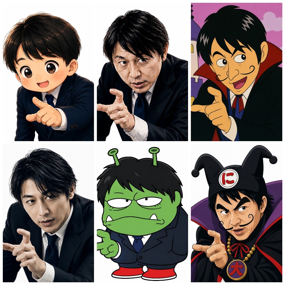lemon_someone's tweet photo. 【昨日からの成果】

菅野完を幼児化
↓
ディーン・フジオカ風
↓
ニコちゃん大王化に苦戦
↓
ついに完成

AI画像生成は
思い通りにならない時ほど面白い🤣 https://t.co/j5TPu9dPBX