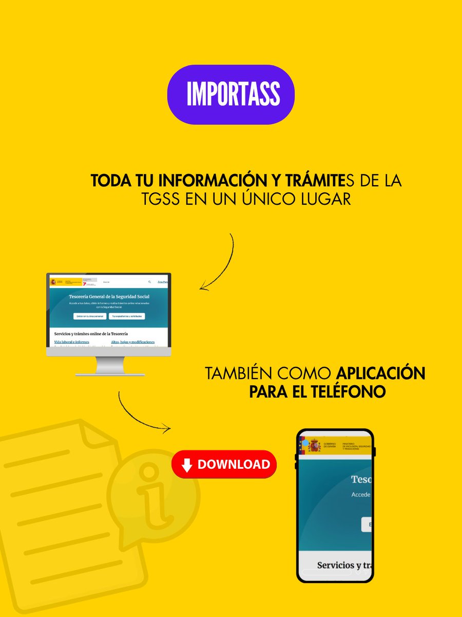 inclusiongob's tweet photo. 📲Tu vida laboral, tu Número de la Seguridad Social (NUSS), tus bases de cotización o la actualización de tus datos

🔎Encuéntralo todo en un mismo lugar: Importass, el portal y la app de la Tesorería General de la Seguridad Social Accede aquí https://t.co/jI01ltQzXq https://t.co/teDltaL1Ww