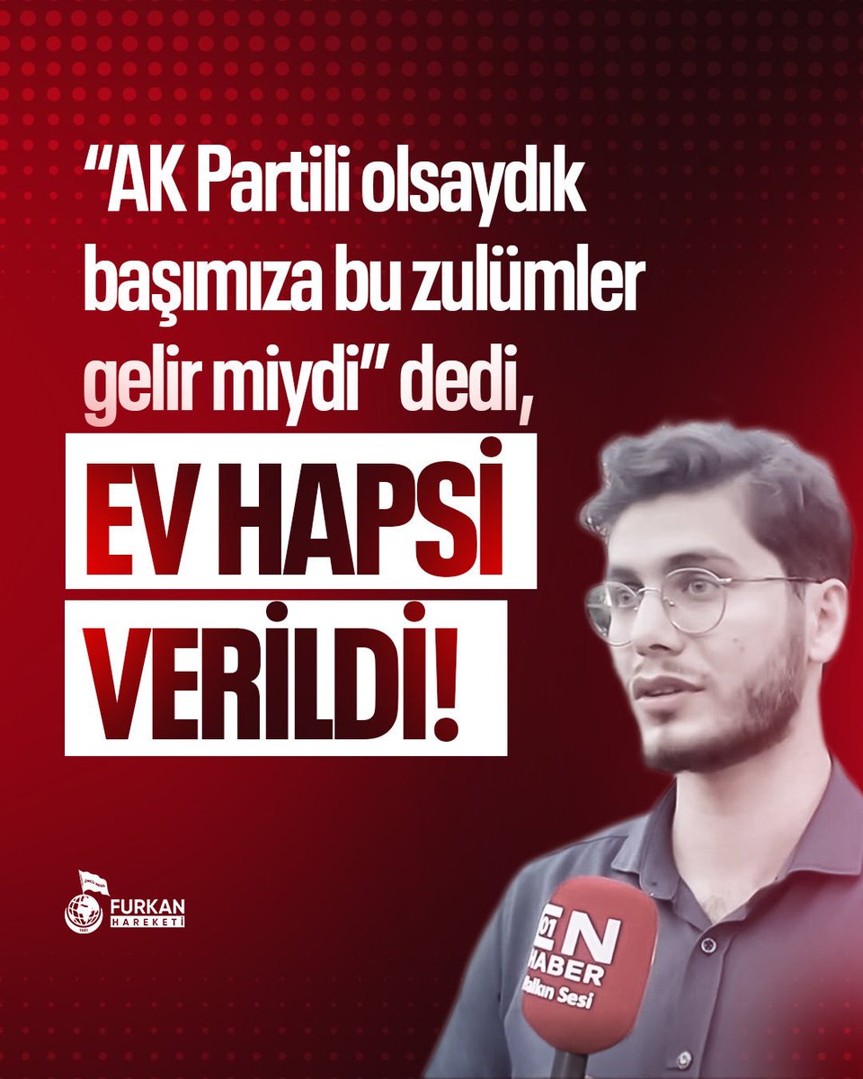 furkanhar_konya's tweet photo. "AK Partili olsaydık başımıza bu zulümler gelir miydi" dedi,
EV HAPSİ VERİLDİ!

ErsinYalçını SerbestBırakın
Eleştirmek SuçDeğildir
@adalet_bakanlik https://t.co/VlF9KdkILB