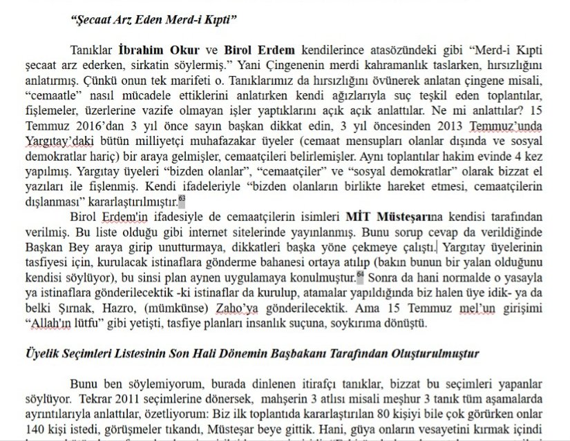 h_ugur23's tweet photo. 2- Asıl skandal liste değil; belgenin yok sayılması, suç teşkil eden bu çirkin çalışmalara katılanların yargılamada rol almasıdır. 

Bu evraklar M. Murat Yönder dosyası (2018/27) için Yargıtay 9. CD kararıyla, Başsavcılığın 10.06.2019 tarih ve 2019/913 sayılı yazısı ekinde daireye gitmiş.
Duruşmada “getirtin, dosyaya koyun” dedik. “Soyut iddia” denilerek reddedildi. 
Bizi fişlediği için yasal olarak yargılamaya katılmaması, talebimiz üzerine çekilmesi gereken 9. Ceza Dairesi'nin Başkanı Burhan Karaloğlu "İdda soyut" diyerek Red talebimizi reddetti! 

Bir de  dünyada örneği görülmeyen rol dağılımına bakın:
Bizi fişlediği söylenen isimlerin bir kısmı;
a) Aynı suçtan yargılanırken davamızda TANIK oldu! 
b) Bir kısmı ilk derece sıfatıyla bizi YARGILADI! 
c) Bir kısmı da CGK’da hükmü temyizen inceledi! 

@abdullah_yaman:
“En güçlü oldukları zamanda aleyhinize yazan tek hâkim bendim.” diyor. 
Cesaret ayrıdır.
2013’teki fişleme toplantısı ayrıdır.
İkincisini inkâr etmek birincisini ispatlamaz.

Tanık beyanları ( ve el yazılı fişleme listeleri bazı dosyalarda) dururken  “işim olmaz” demek yetmez.
Cevap, "evet" veya "hayır" olmalıdır. 

Üç soru, belgeyle:

1) 15 Temmuz’dan 3 yıl önceki fişleme toplantısına katıldınız mı?
2) Fişlemelerin el yazılı notları çıkınca ne diyeceksiniz?
3) Bizi sandığa, sizi üyelik ve daire başkanlığında tutan ölçü neydi?
Tutanak, vicdan tweet’iyle silinmez.
@abdullah_yaman
Dün sorular sordum, tutanaklar koydum.
Cevap yok.

Fişleme toplantısı: var mı, yok mu?
El yazılı notlar çıkınca ne olacak?
Belgeler duruyor. İnkâr yetmiyor...