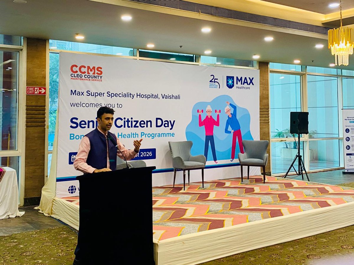 DrNikunjORTHO's tweet photo. #MaxHospitalVaishali #celebrated #SeniorCitizenDay at #CleoCounty, #Noida, with 150+ seniors. The event covered #orthopaedichealth, #diabetes, #physiotherapy & rehab, with 130 seniors enrolling for #HealthyFamily.
#SeniorHealth #HealthyAgeing https://t.co/y6wP1mDyRt