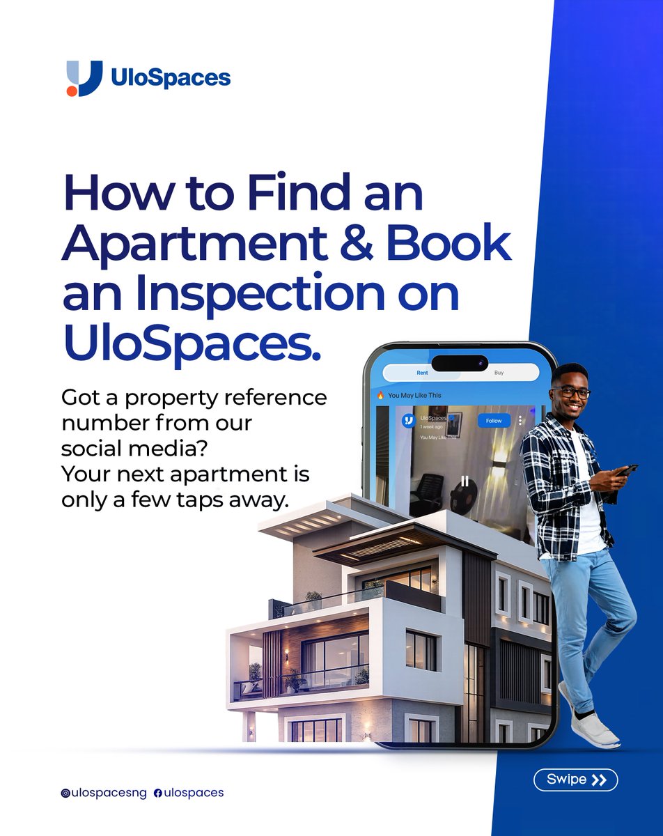 Ulo_Spaces's tweet photo. 1/1
Saw an apartment you love on our social media? Don’t just save the post and forget about it! 

Use the property reference number to find the apartment on the UloSpaces app, check the details, connect with the agent, and for UloSpaces-listed apartments, book your inspection right from the app. 

Swipe through 👉🏾 to see exactly how to.
