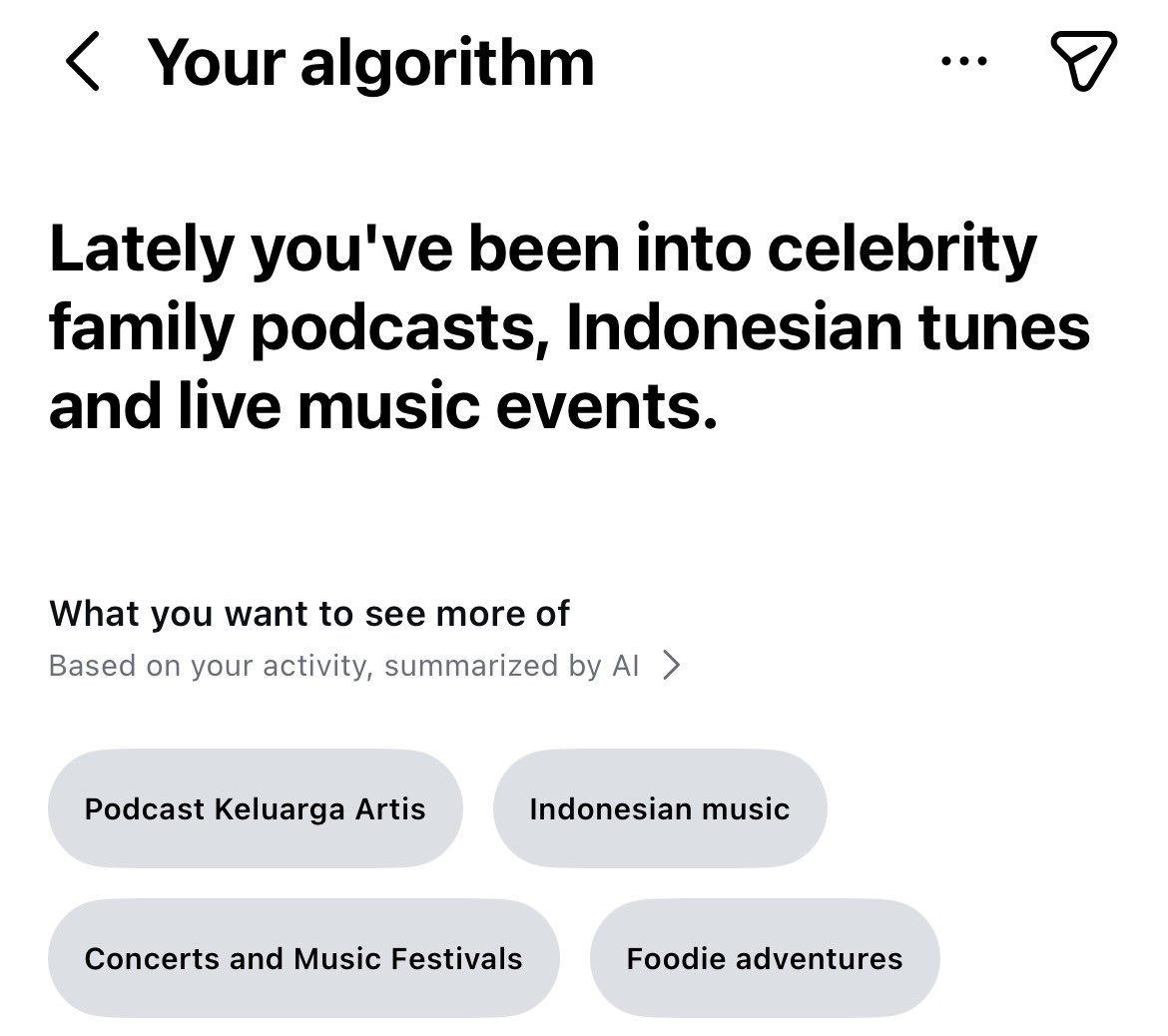 cchaarts__'s tweet photo. mencoba fitur baru instagram ‘your algorithm’ —— 100% valid cause i love keluarga artis 😭❤️‍🩹 https://t.co/RYfSdvt1Ap