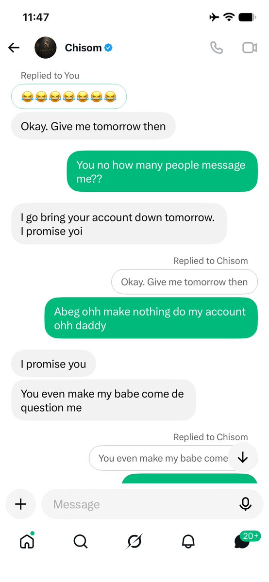 Voidwalker80's tweet photo. If anything do my account na daddy chisom guys 😉🥺

Thank God inno violate any rule 
He wan pay big account keh make Una help me beg daddy chisom ohh 🙏🙏🙏 https://t.co/PAYMVPbHHN