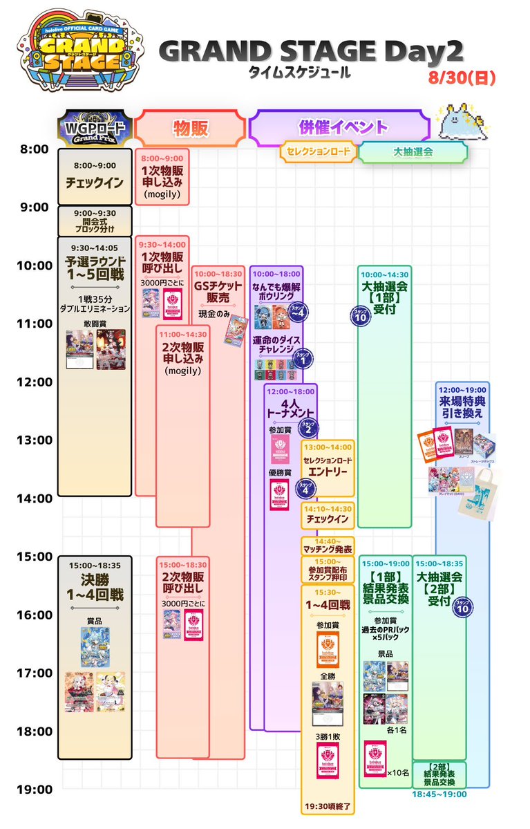 umiushi_holoca's tweet photo. 【参加者必見！】

『ホロカ Grand Stage 2026 大阪』
当日のイベントをまとめた
タイムスケジュールを作ったので
自分が出る日の予定をチェックしてね✅️

景品や必要スタンプ、注意点も一緒にのせてるよ〜🤗

大会当日に確認できるようにブクマ、フォローも忘れずに！

#ホロカ #ホロ活
#hGS26大阪 https://t.co/txXDO7ngZq