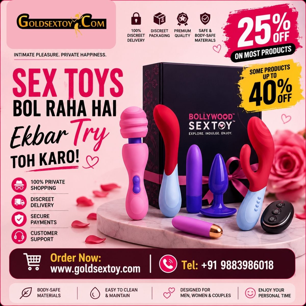 maduri_das's tweet photo. 🔥 SEX TOYS BOL RAHA HAI… EK BAAR TRY TOH KARO! 😉

✨ Good Vibes. Great Deals. Zero Awkwardness.

🛒 Order Now: https://t.co/bPYp8Rwn5p
📞 Tel: +91 9883986018

🔥 25% OFF ON MOST PRODUCTS | SOME PRODUCTS UP TO 40% OFF

#GoldSextoy #SexToys #AdultWellness #IntimateWellness https://t.co/9NW2hviiBU