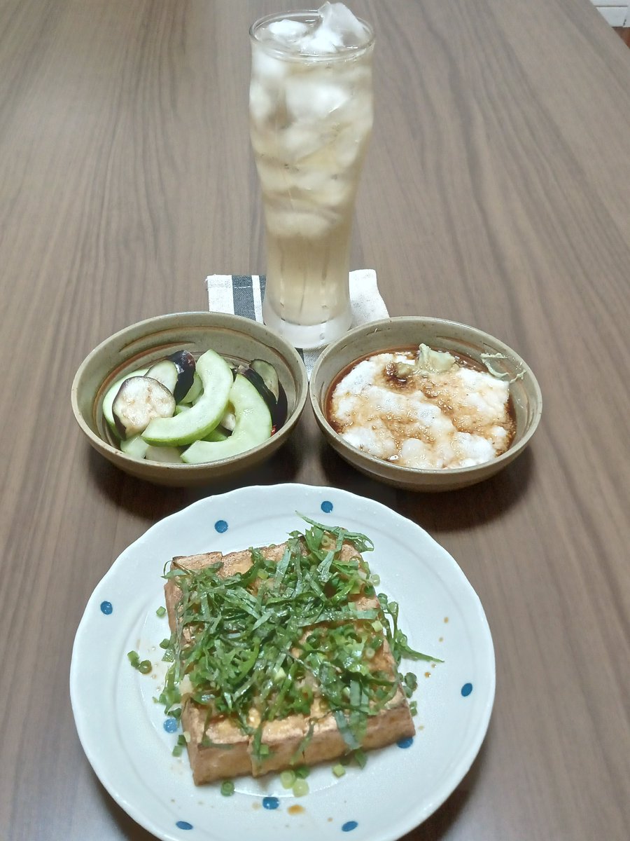 tanahakuru's tweet photo. 厚揚げと生姜のすりおろしって合うよねえ。ウイスキーハイボールで晩酌。おつかれ！ https://t.co/Muc2v6Qgn5