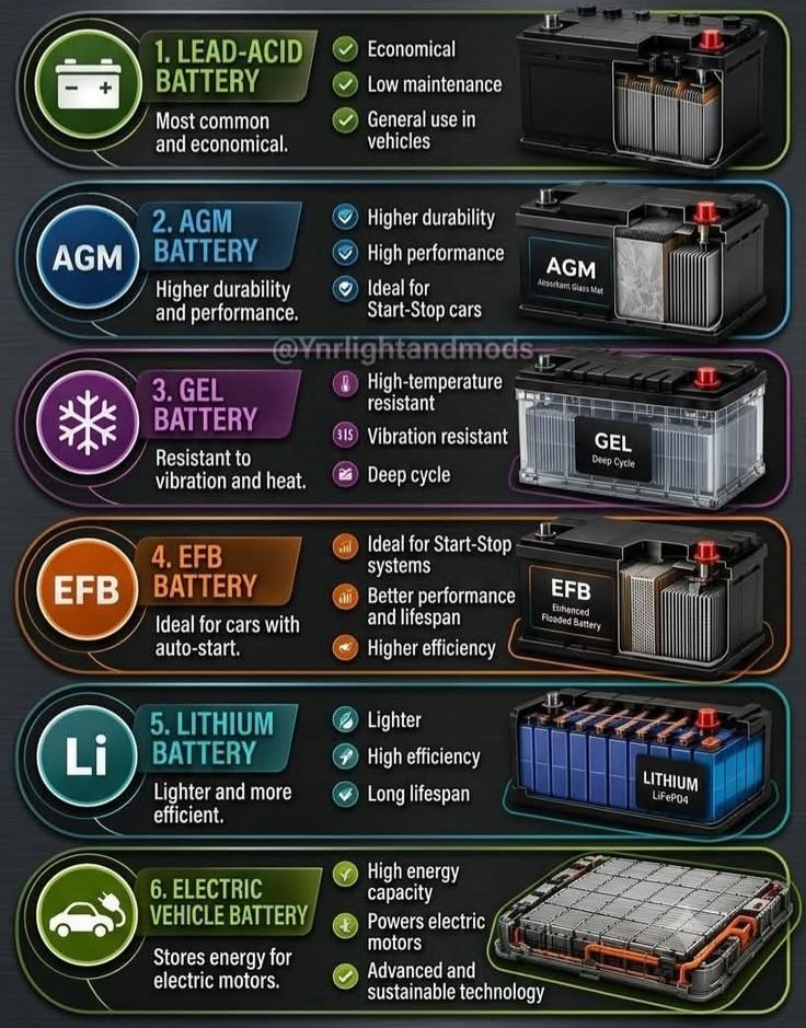 Worth_Knowin's tweet photo. Types of Batteries . https://t.co/dZgXd7OMiI
