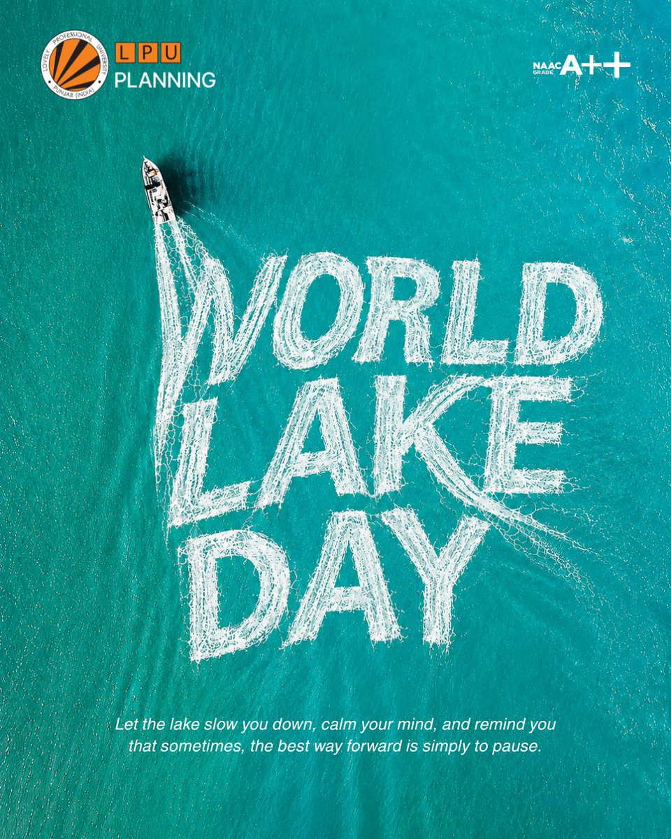 LPUPlanning's tweet photo. 🌊💙 **WORLD LAKE DAY** 💙🌊

Lakes are more than just water bodies—they are **lifelines of our cities and ecosystems.** From supporting biodiversity to recharging groundwater and creating healthier urban environments, every lake plays a vital role. 🌱🏙️

As planners, it is our responsibility to **protect, restore, and integrate lakes into sustainable urban development.**

🌊 **Protect our lakes. Plan with nature. Build resilient cities.**

Because a better future begins with a healthier environment. 🌍✨

#WorldLakeDay #LakeConservation #UrbanPlanning #SustainableCities #WaterSensitivePlanning #EnvironmentalPlanning #LPUPlanning #ThinkBig #LPUUniversity #Innovation #FuturePlanners #PlanningForTomorrow #BeyondClassrooms