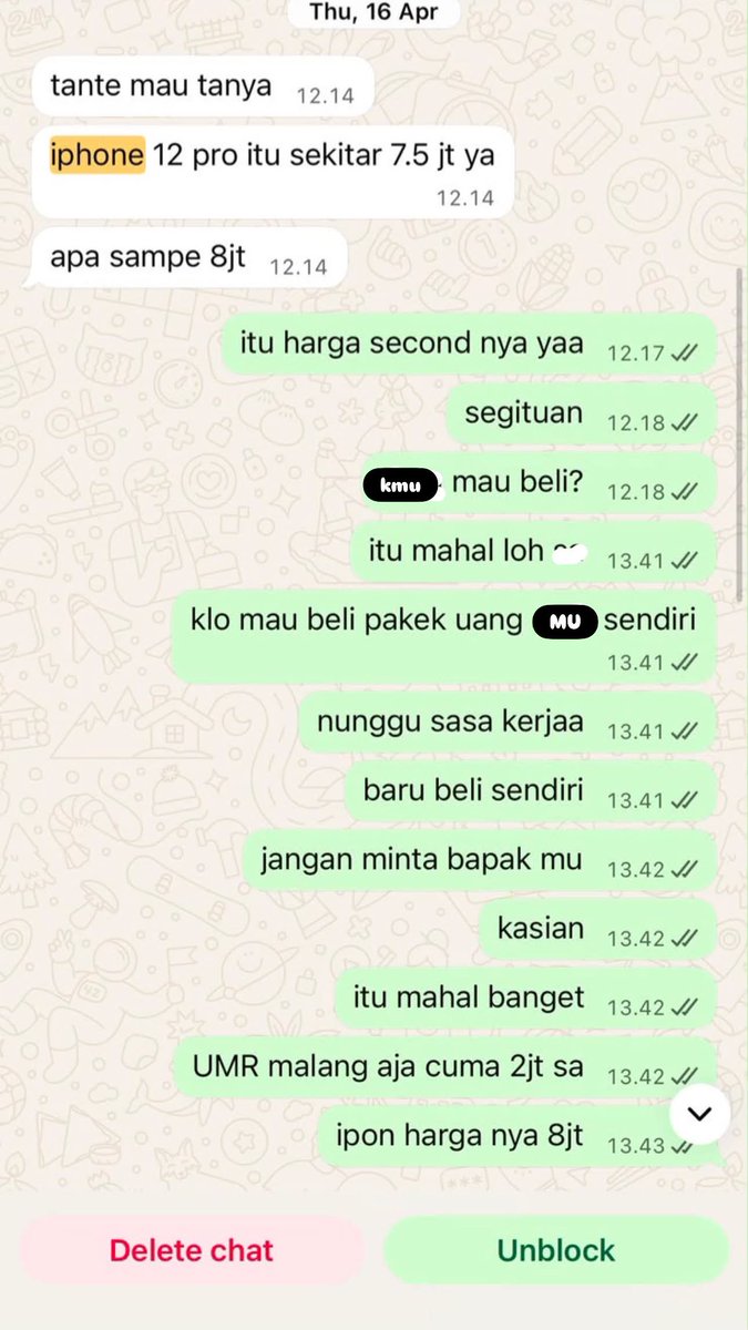 FeliciaLim9ri's tweet photo. punya ponakan boros nya minta ampun masi kelas 1SMA 😭😭😭😭😭
ngomong"in iphone mulu , kejadian ini april 2026 n agustus 2026 bingung dia katanya SPP nunggak 2 bulan 😩😭
jujur saya stresss , berkali kali ngasih tau nyari uang tu susahh n gk mempan di anak ini😭😭😭😭 https://t.co/FM4CNr0RAS