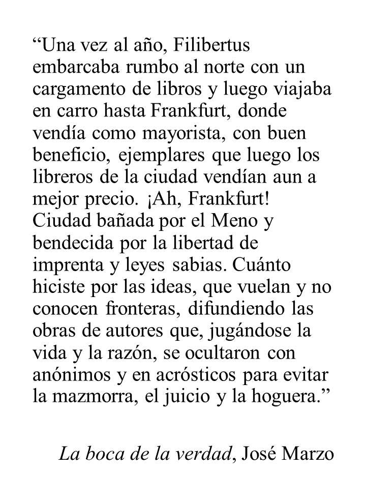 ACVF_editorial's tweet photo. Sobre la Feria de Frankfurt

La boca de la verdad, de José Marzo

Una novela del Renacimiento

Distribuye: laviejafactoriadelibros@gmail.com https://t.co/NZAS42XBTV