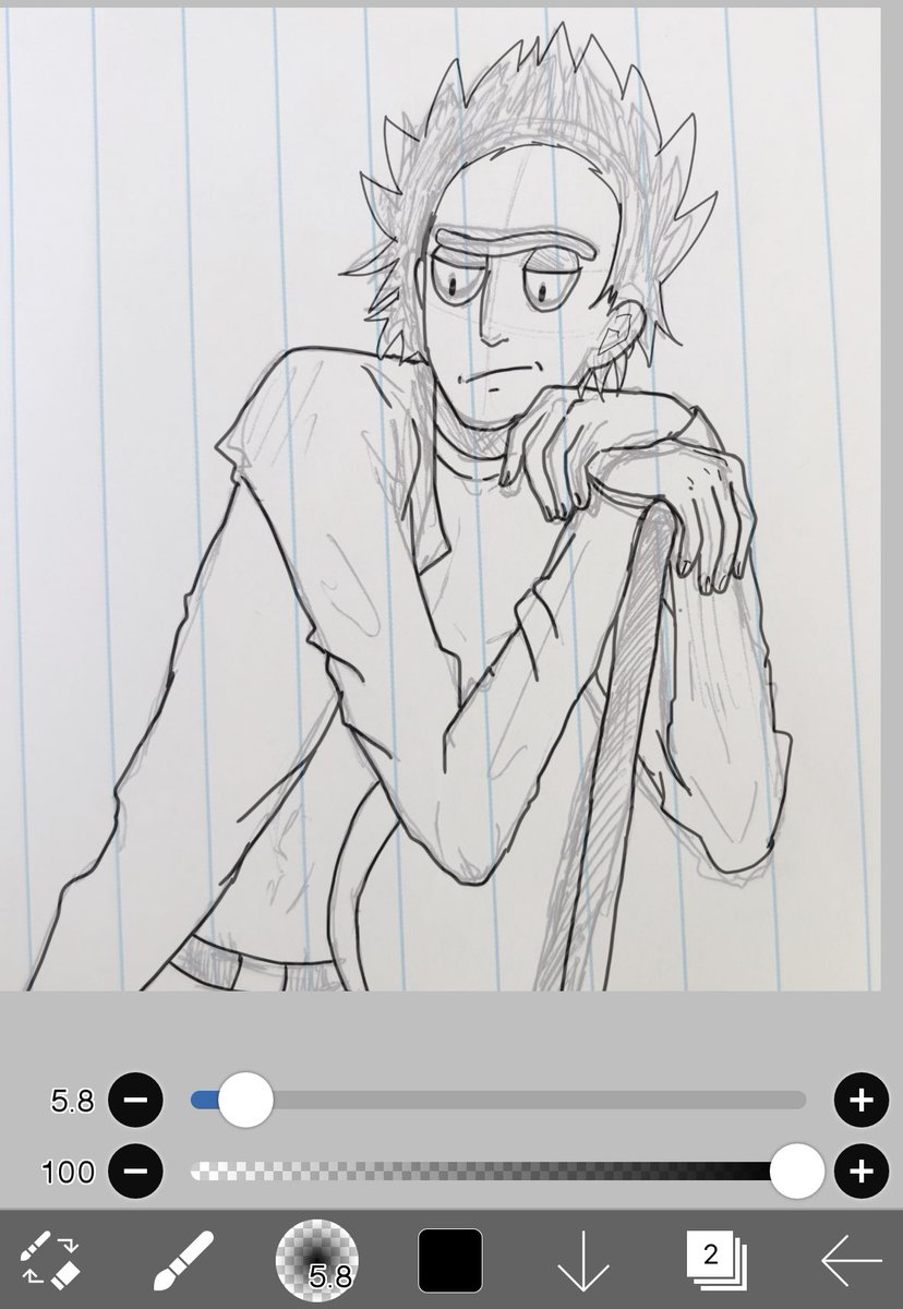 leopaardz's tweet photo. outlining my rick sketch on ibis paint 😫bro doing this with my finger is a pain in the ass https://t.co/amBXBUHQxD
