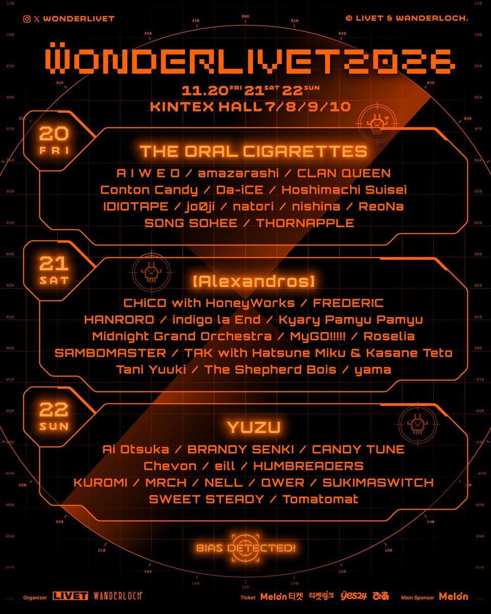 Humbreaders's tweet photo. 💥解禁💥

11/22（日）
韓国・KINTEX HALL 7/8/9/10

╭━━━━━━━━━╮
　
 WONDERLIVET 2026 

╰━━━━ｖ━━━━╯

ハンブレッダーズ出演決定👾‼️
初めての海外ライブです🛫

よろしくお願いします🙇🏻‍♂️🙇🏻‍♂️🙇🏻‍♂️🙇🏼‍♂️

🔗 https://t.co/XYB8Q9tNKP

#WONDERLIVET2026 #원더리벳2026
@WONDERLIVET https://t.co/irFwFMJOFS