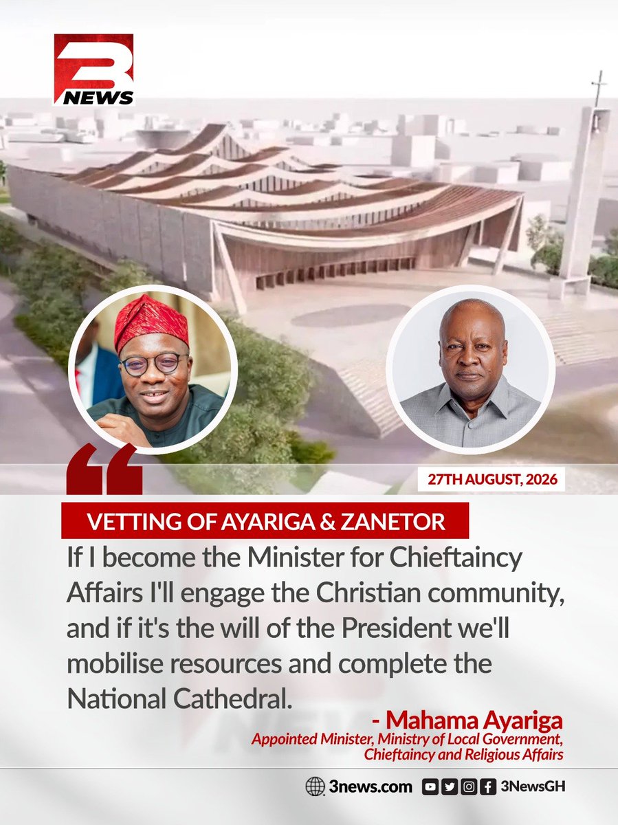 tv3_ghana's tweet photo. Appointed Minister for Local Government, Chieftaincy and Religious Affairs, Mahama Ayariga, has stated that he would engage the Christian community and, with the President’s approval, mobilise resources to complete the National Cathedral. 

#3NewsGH #TV3GH https://t.co/NVtFbMv18x