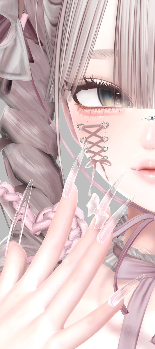 825VRC's tweet photo. BOOTHフォロワー様限定無料配布予定ロングクリアネイル
パーツは外せます
無料なのでマテリアルは２つですが、インスペクターから簡単に色変更できるようになってます！

リアルロングネイル特有の反りが好きなので、少し内側に反らせたところと、見る方向によってクリアとラメの見え方に拘りました https://t.co/cMbuJtTMRR