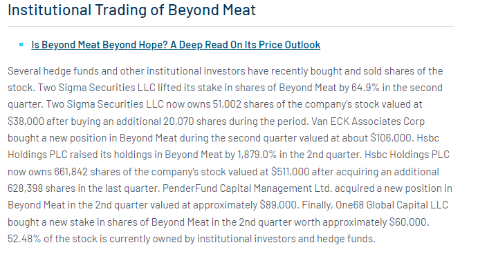 niye077's tweet photo. $BYND 👀📊

The latest filings show several institutional investors building positions in Beyond Meat, with HSBC making a particularly notable increase.

More than half of the stock is now held by institutions and hedge funds.

Keeping this one on the radar. 🔎 https://t.co/J7k42N8hQE