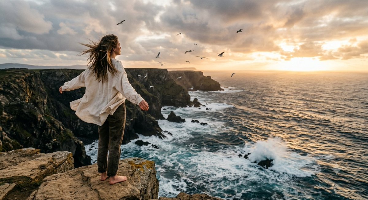 Coastal Freedom Sunset Portrait