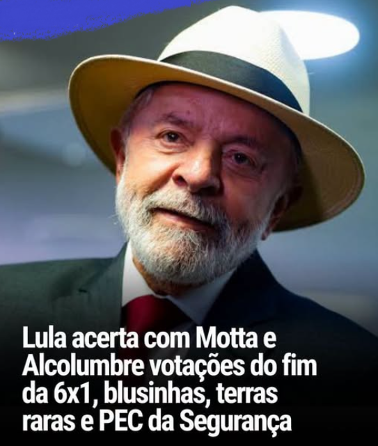 orlandoguerreir's tweet photo. O presidente Luiz Inácio Lula da Silva acertou nesta quarta-feira (26) com os presidentes da Câmara, Hugo Motta, e do Senado, Davi Alcolumbre, o avanço no Congresso de propostas consideradas prioritárias pelo governo.
Entre os temas estão o fim da escala de trabalho 6×1, a retirada da chamada “taxa das blusinhas”, o marco legal dos minerais críticos e terras raras e a PEC da Segurança Pública.
Motta afirmou que o colegiado será instalado “o mais rápido possível”. Caberá à Câmara indicar o presidente da comissão, enquanto o Senado ficará responsável pela relatoria. A previsão, segundo o deputado, é que a medida seja analisada durante o esforço concentrado previsto para a próxima semana.