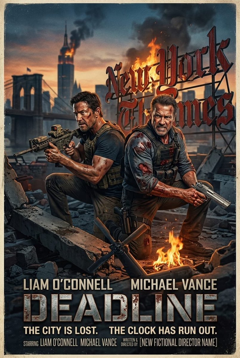 shillblez's tweet photo. Imagine the trailer:
Cold open. Helicopter crash.
Liam O’Connell racking a rifle with one hand.
Michael Vance walking through flames like the building owes him money.
Tagline hits: The city is lost. The clock has run out.
Theater goes silent. Then explodes.
This movie is going to print money and I need every single frame.