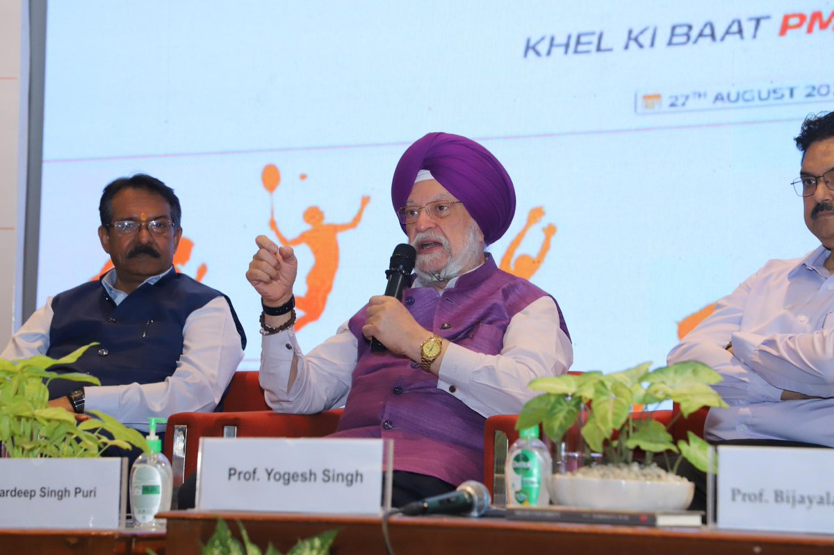 HardeepSPuri's tweet photo. Khel Ki Baat. PM Modi Ke Saath.
Joined the aspirational and enthusiastic sportspersons, Dronacharya Awardees, youth, and the students of Miranda House for PM Sh @narendramodi Ji’s Viksit Bharat Yuva Connect, an initiative that connected more than 8 lakh young people across over 1,600 locations, with our nation’s sporting journey, and encourages their ideas and participation in building a stronger, nasha-mukt, youth-led Viksit Bharat. 

My colleague and President of @BJP4Delhi Sh @hdmalhotra Ji, the VC of @UnivofDelhi Sh Yogesh Kumar Ji, Director South Campus Prof @Rajniabbiabbi Ji, Archery Olympian Sh @archer_rahul Ji and the Principal of Miranda House and others were also present.

Over the last decade, India has made significant strides in strengthening its sporting ecosystem and infrastructure, creating greater opportunities for young athletes to pursue excellence and fulfil their dreams. From quality coaching and modern training facilities to nutrition, sports science and financial support, the focus has been on building a comprehensive foundation for athletes to compete and succeed at the highest levels.

Our youth are at the heart of this transformation. The remarkable achievements of India’s young athletes at major international tournaments and sporting events reflect the spirit of a new India which is ambitious, confident and determined to excel. With every milestone, they are raising the bar, inspiring millions more to take up sport, pursue their aspirations and believe that the possibilities before them are limitless.

The nationwide Khelo India Dialogue brings together sports, youth leadership, civic responsibility, volunteering, fitness and nation-building on a common platform. It creates a meaningful space for young Indians to engage with the country’s sporting ambitions and ensures that their ideas, experiences and aspirations become part of the continuing conversation on India’s youth and sports ecosystem.

#KhelolndiaSamvaad