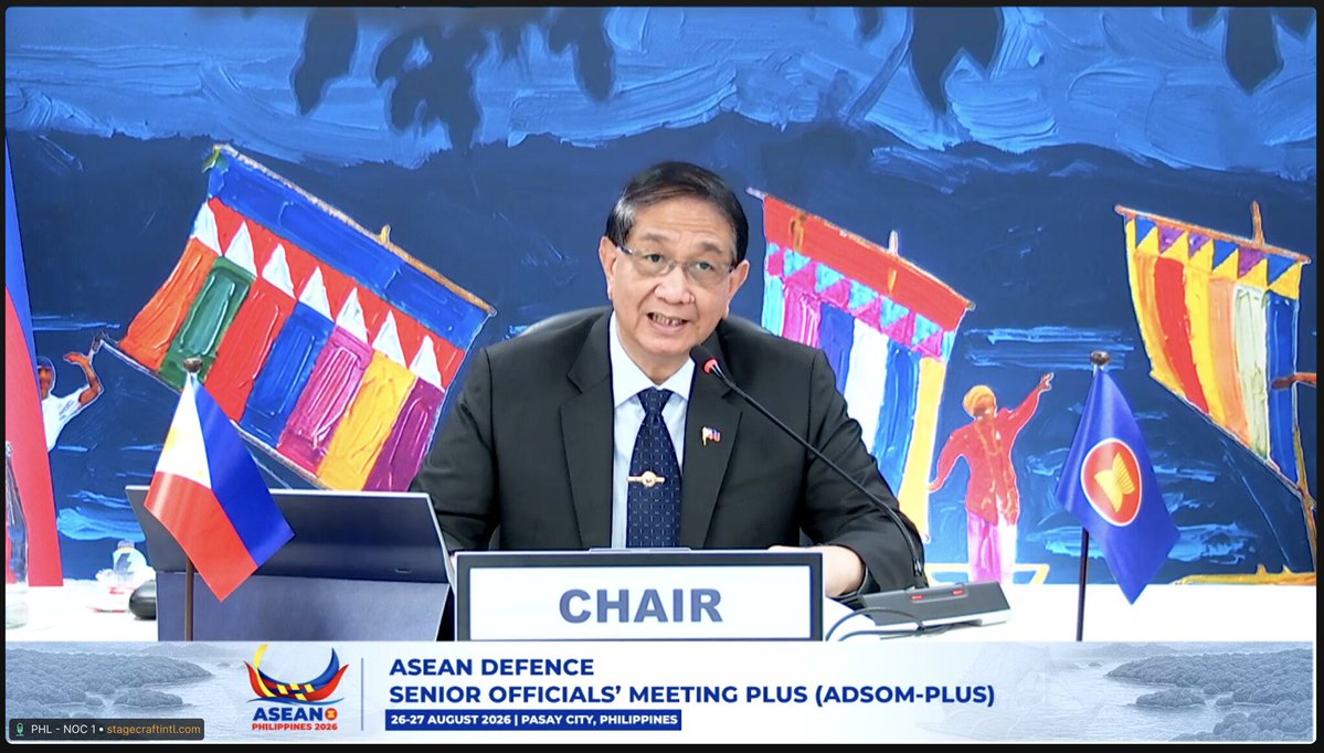 ASEAN's tweet photo. The ASEAN Defence Senior Officials’ Meeting (ADSOM) and ADSOM-Plus were convened via videoconference, on 26-27 August 2026. The Meetings brought together ADSOM Leaders from all ASEAN Member States, as well as senior officials responsible for defence from the Plus Countries. The Deputy Secretary-General of ASEAN for the ASEAN Political-Security Community, H.E. Dato’ Astanah Abdul Aziz, represented the ASEAN Secretariat at the Meetings.
The ADSOM discussed progress in the implementation of the ASEAN Defence Ministers’ Meeting (ADMM) Work Programme 2023-2026, newly proposed initiatives under the ADMM and the defence sector’s external engagements. The ADSOM-Plus discussed progress under the ADMM-Plus Experts’ Working Groups and exchanged views on regional security issues and noted relevant recent developments in ASEAN, as reported by the ASEAN Secretariat. The Meetings also discussed the preparations for the upcoming 20th ADMM and 13th ADMM-Plus in October.