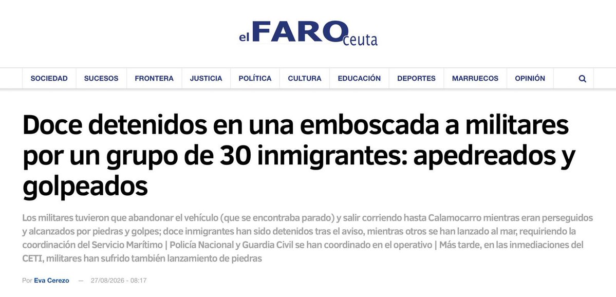 eliasbendodo's tweet photo. Mandar a nuestros militares a Ceuta sin el marco jurídico, las órdenes ni los medios necesarios es una irresponsabilidad gravísima. Hoy hay cuatro militares heridos porque el Gobierno volvió a improvisar.

No pueden seguir jugando con la seguridad de quienes defienden España. https://t.co/O9tLcjStxs