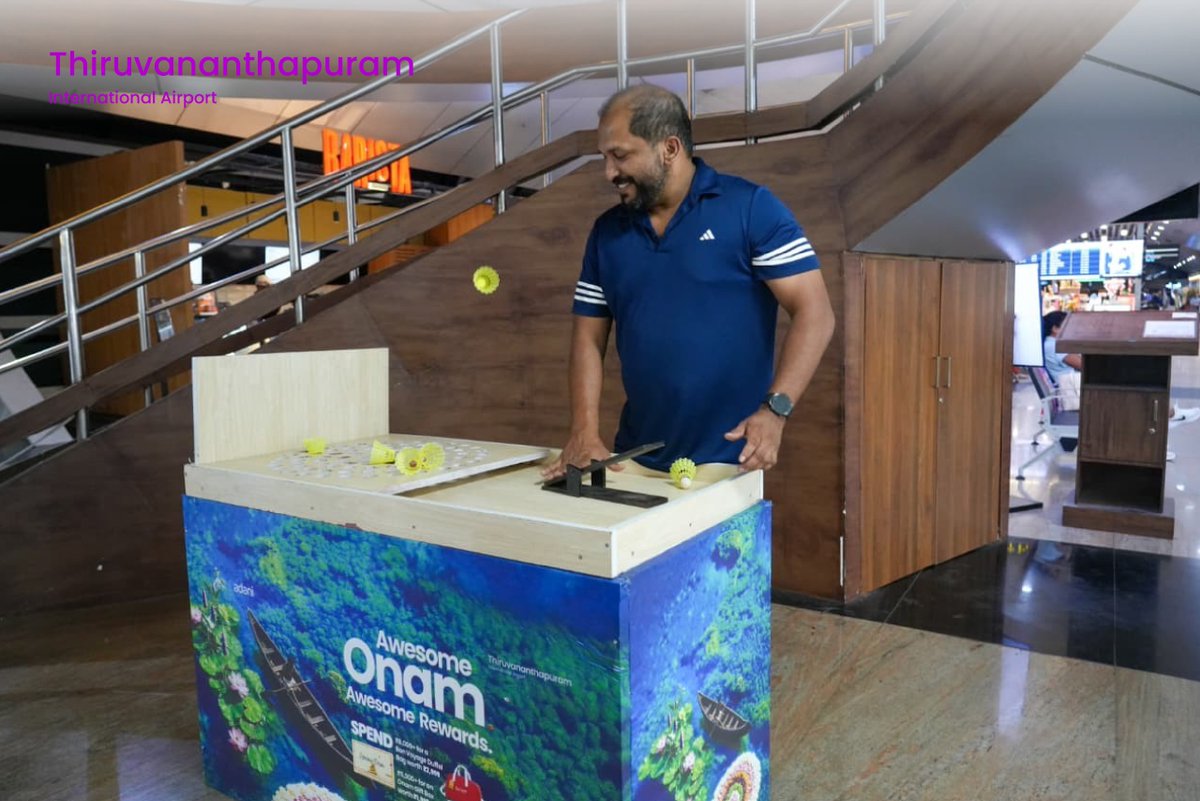 TRV_Airport_Off's tweet photo. Onam celebrations continued at #ThiruvananthapuramAirport with Mahabali making a festive appearance, traditional games and activities bringing passengers and families into the celebrations across the terminal.

Actor Kunchacko Boban was also spotted at #TRV with his family, sharing in the festive mood as passengers joined the activities, posed for photographs and enjoyed the celebrations together.

A day filled with familiar traditions, cheerful moments and the spirit of Onam.

#Onam2026 #CapitalOfOnam #GodsOwnAirport