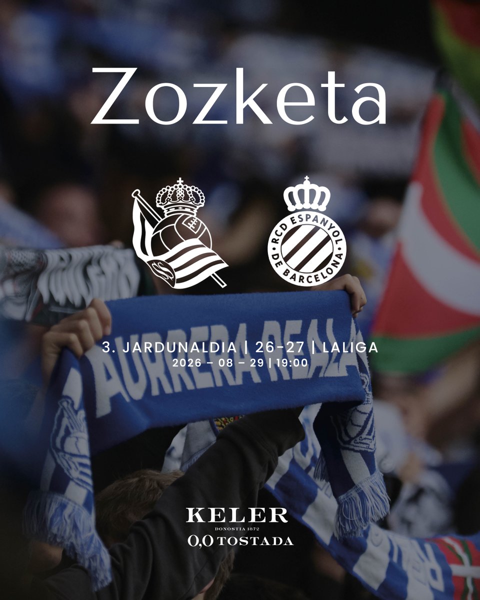 RealSociedadEUS's tweet photo. 💥 𝗭𝗢𝗭𝗞𝗘𝗧𝗔 💥

RCD Espanyolen aurkako partidarako (abuztuak 29, 19:00) BI SARRERA zozkatzen ditugu. RT egin eta parte hartu!