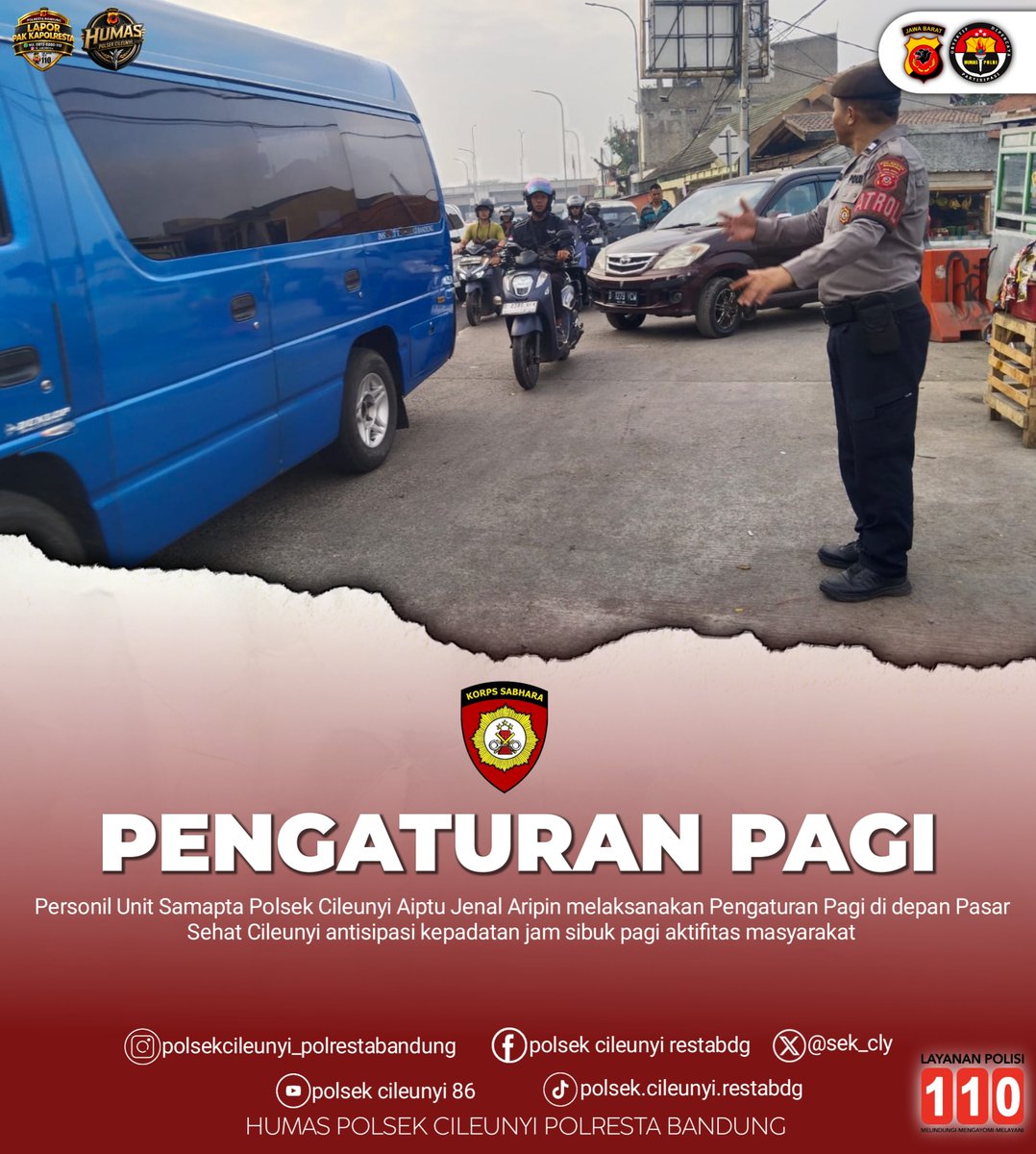 Sek_Cly's tweet photo. Personil Unit Samapta Polsek Cileunyi Atur Lalin di Depan Pasar Sehat, Antisipasi Kepadatan jam sibuk Pagi

Cileunyi — Aktivitas masyarakat di wilayah Kecamatan Cileunyi, Kabupaten Bandung, mulai meningkat sejak pagi hari. Mobilitas warga yang berangkat bekerja, berbelanja https://t.co/KTQztgegfH