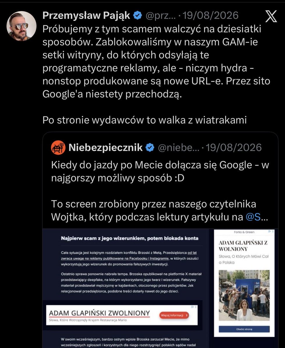 NiziolTom's tweet photo. @RBrzoska @Meta Super, gratulacje! To teraz czas na Google, Pana kolega kilka dni temu o tym pisal.
@RBrzoska moze Pan laskawie oznaczyc jakiegos menedzera z @GooglePolska ?
Odwagi! https://t.co/9JgMPkbeS9