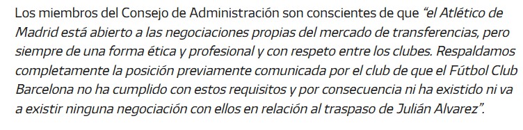 Mr_Markoo's tweet photo. "El Atleti está abierto a las negociaciones siempre de una forma ética y profesional y con respeto entre los clubes"

"El Barcelona no ha cumplido con estos requisitos" https://t.co/rvLLsKRlBr