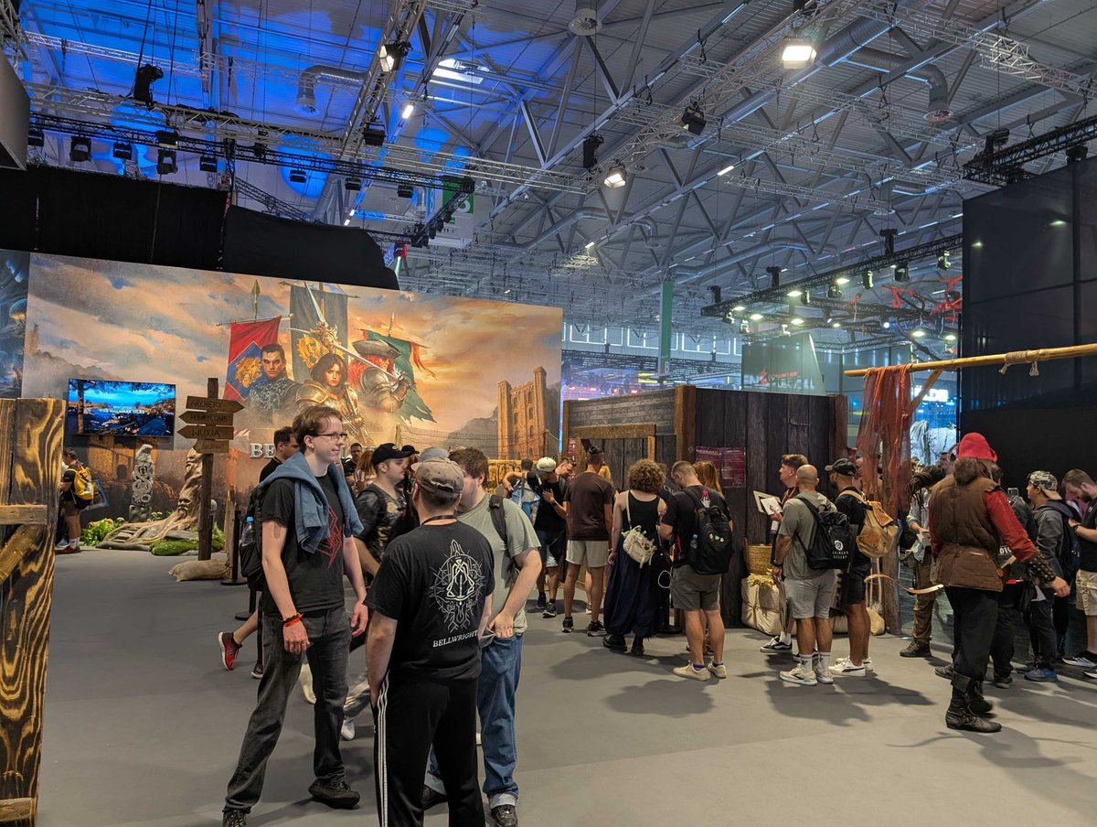 BellwrightGame's tweet photo. Another exciting day at #gamescom and did we mention we have an archery range? check us out in Hall 8 and win some #Bellwright themed prizes. https://t.co/avgSOVX1jZ