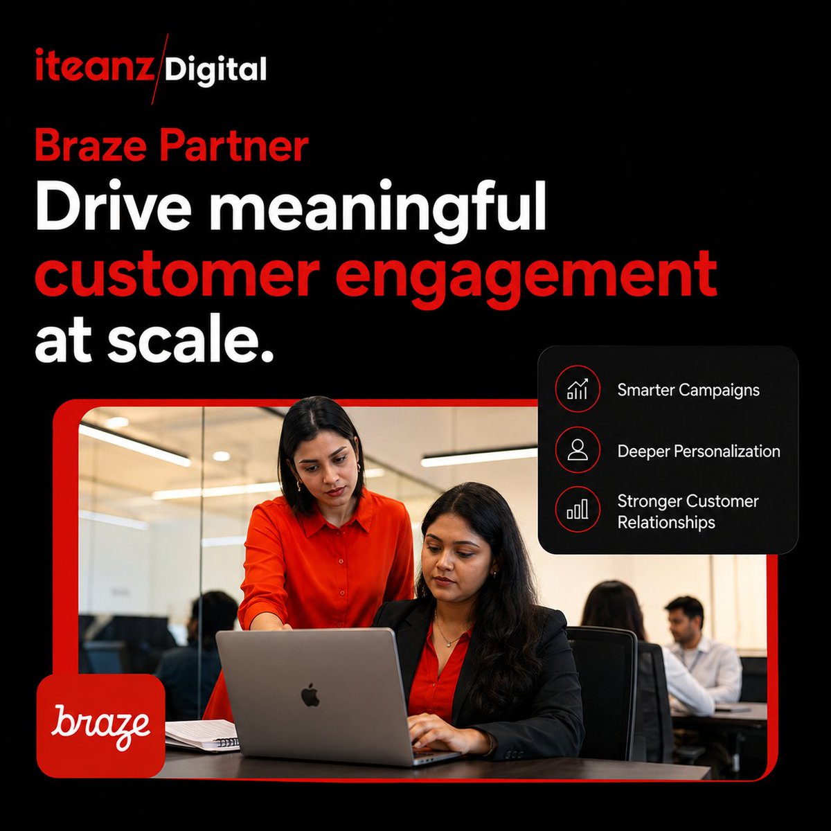 iteanzdigital's tweet photo. Turn Every Customer Interaction into a Meaningful Experience.🚀

🌐https://t.co/iZaGXhQFui

#IteanzDigital #Braze #BrazePartner #CustomerEngagement #CustomerExperience #Personalization #MarketingAutomation #CustomerJourney #DigitalMarketing #DigitalTransformation #GrowthMarketing https://t.co/r7I5Ee7gEn