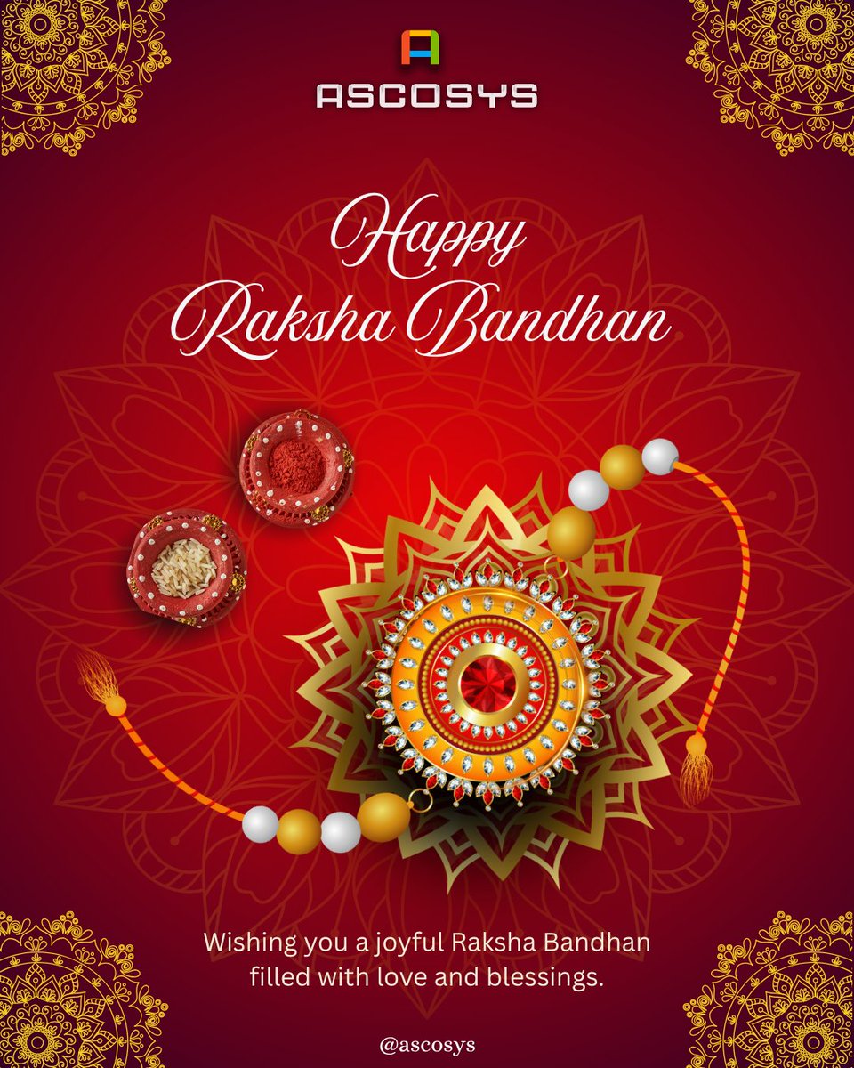 ASCOSYS1's tweet photo. Happy Raksha Bandhan! May the loving and pure bond of brother and sister live forever.
#rakshabandhanspecial
#rakshabandhancelebrations #RakhiSpecial #ascosys #itcompany https://t.co/TDMxFJy78v
