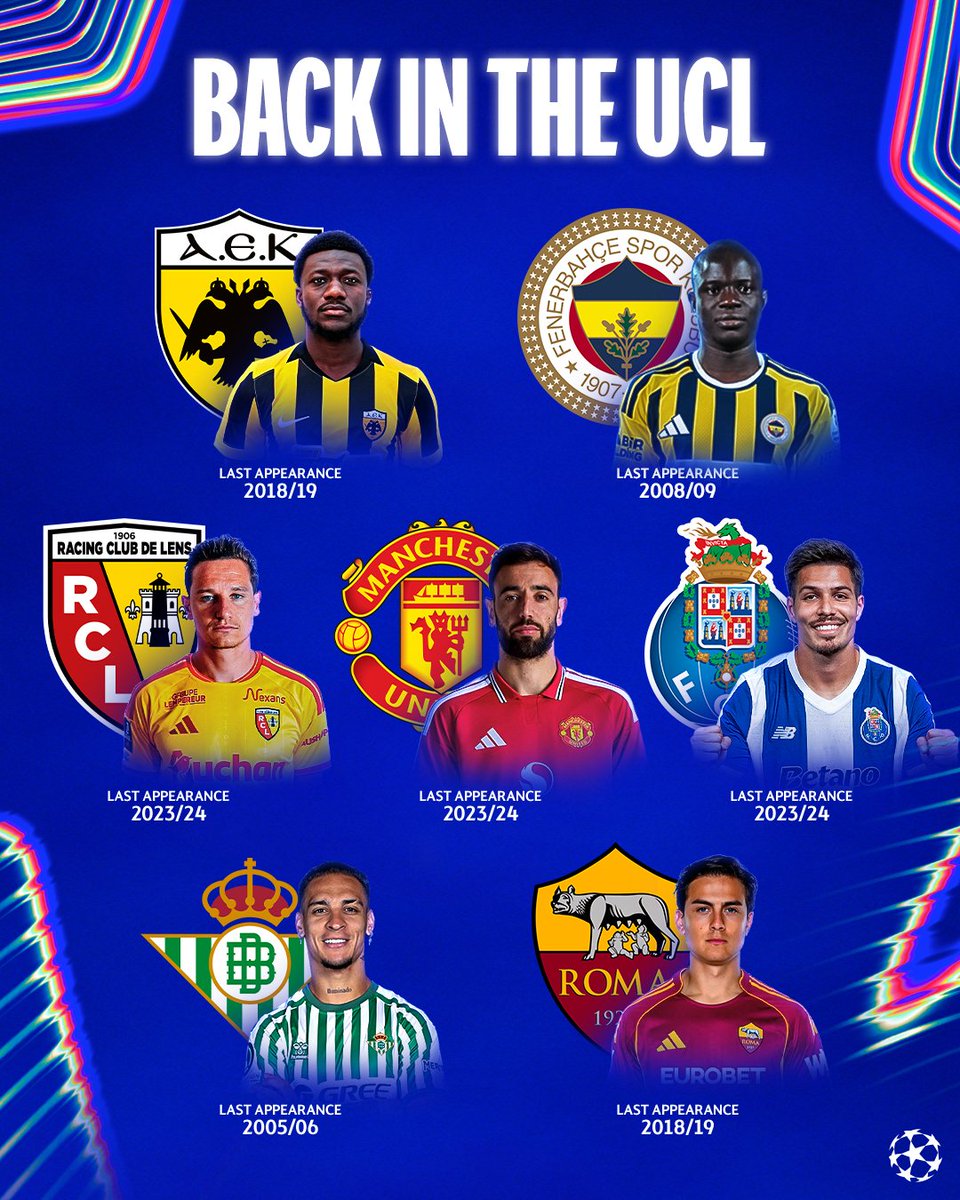 CryptoQueefj's tweet photo. 🔙 Back on the grandest stage of football
🆕 Entering the league phase for the first time 

#UCLdraw https://t.co/GOxMs9fT9H
