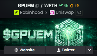 gpuemblemrh's tweet photo. 🔥 $GPUEM has been entered on Dexscreener Trending #9🔥 https://t.co/RT7dOdBpXq