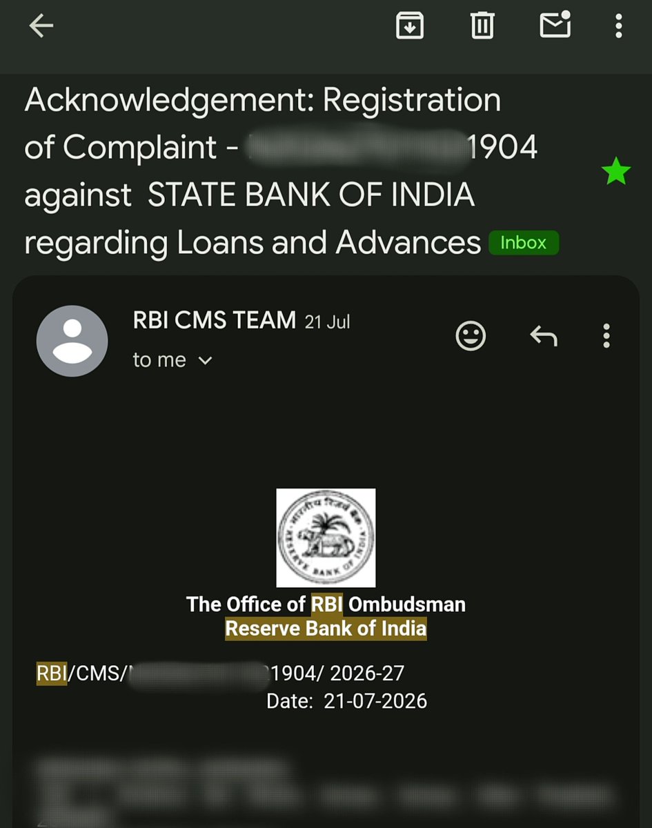 creditcardwalah's tweet photo. 🚨 SBI Loan Issue → RBI Ombudsman

My father’s EMI was auto-debited at the old amount after an interest-rate revision, despite sufficient balance being maintained.

⚠️ This resulted in 29 DPD being reported for Nov & Dec 2025, affecting his CIBIL score.

The auto-debit was corrected from January, but the incorrect DPD entries remained.

📩 SBI complaint raised: 23 April
⏳ No resolution till: 21 July
🏦 Escalated to: RBI Ombudsman
📌 Complaint No.: XXXXX1904

Now, let’s see how this progresses.

#SBI #RBI #CIBIL #Banking #ccgeeks