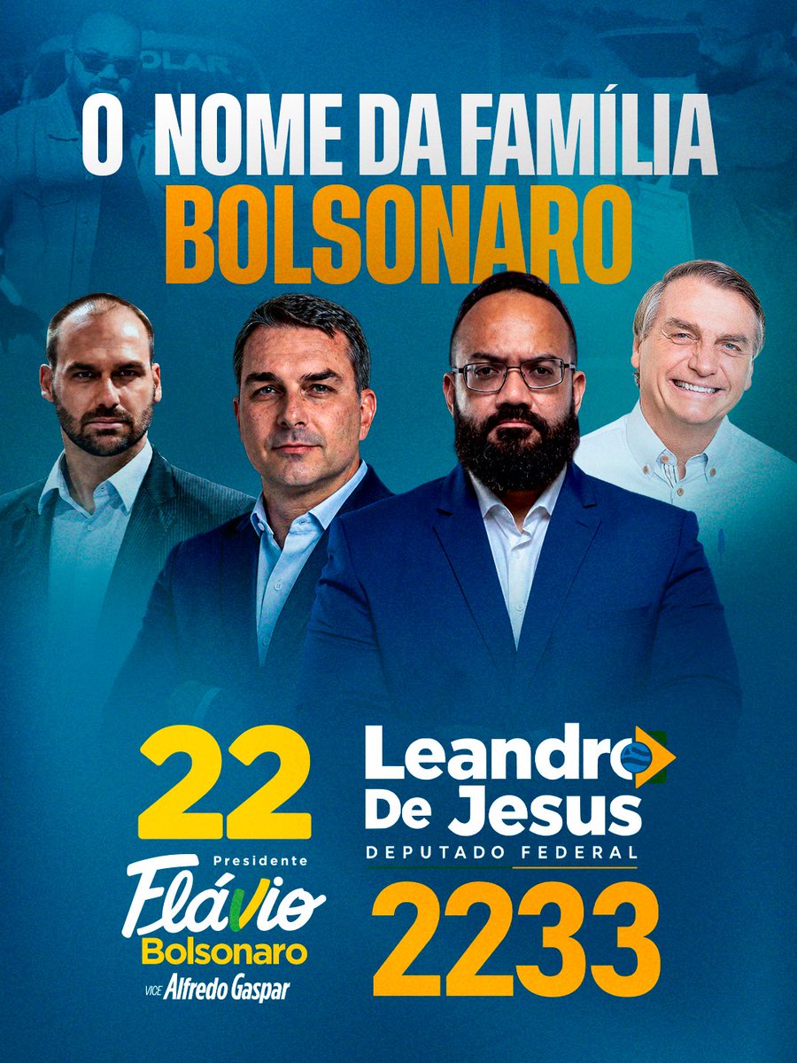 VouComLeandro's tweet photo. Ser apoiado pela família Bolsonaro, em especial pelo meu irmão @bolsonarosp é uma honra! Vamos defender o legado de Jair Bolsonaro na Bahia e no Brasil. 

Vote 2️⃣2️⃣3️⃣3️⃣✅ https://t.co/iCAEK54A9G