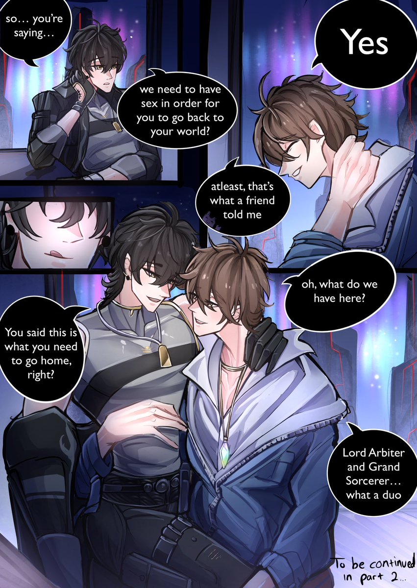 Vinegarisinside's tweet photo. (1/?) male rover x Eiden comic #nucarnival 
this is how i imagine eiden’s dynamic with aoba would go as well https://t.co/BCb7wWvESL