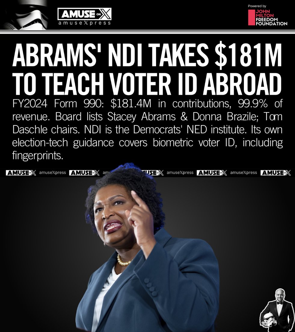 amuse's tweet photo. ELECTION INTEGRITY: The Democrats know how easy it is to steal elections without voter ID, so they spent millions teaching other nations how to implement advanced biometric voter ID systems. Meanwhile, here in America, they fight tooth and nail to block similar systems. I wonder why.