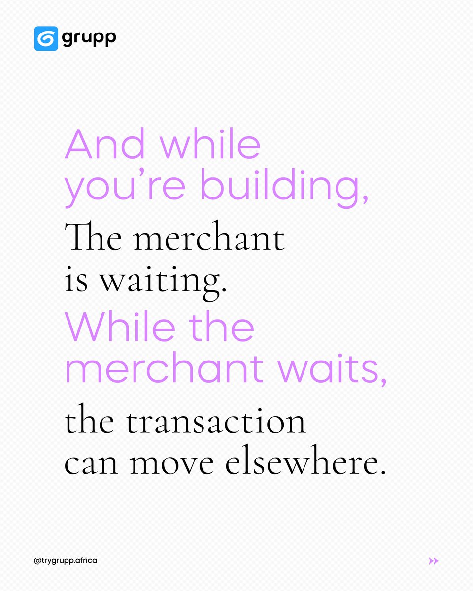 grupphq's tweet photo. A merchant says, “I want to accept payments on my website.”
How quickly you can help them get started can determine whether you win the opportunity or miss it.
Read the full article: https://t.co/dc7ulY2rVN
#grupp #trending https://t.co/MnS8R3QoxS