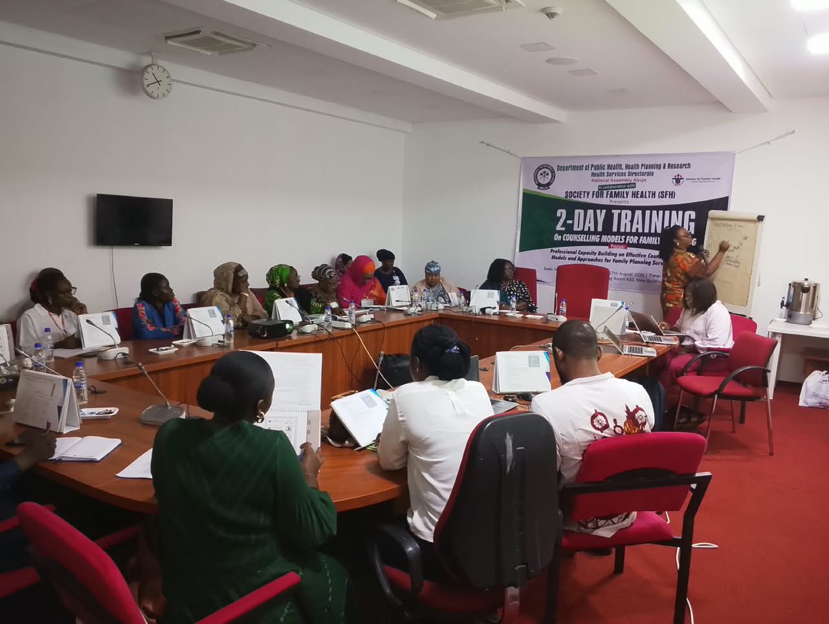 SFHNigeria's tweet photo. The National Assembly's Dept. of Public Health, Health Planning &amp; Research alongside @sfhnigeria held a 2-day training on Counselling Models for Family Planning, sharpening lawmakers' capacity to advocate for RMNCAEH priorities nationwide.
#FamilyPlanning #RMNCAEHN #SFHNigeria https://t.co/HblOCBFGAZ