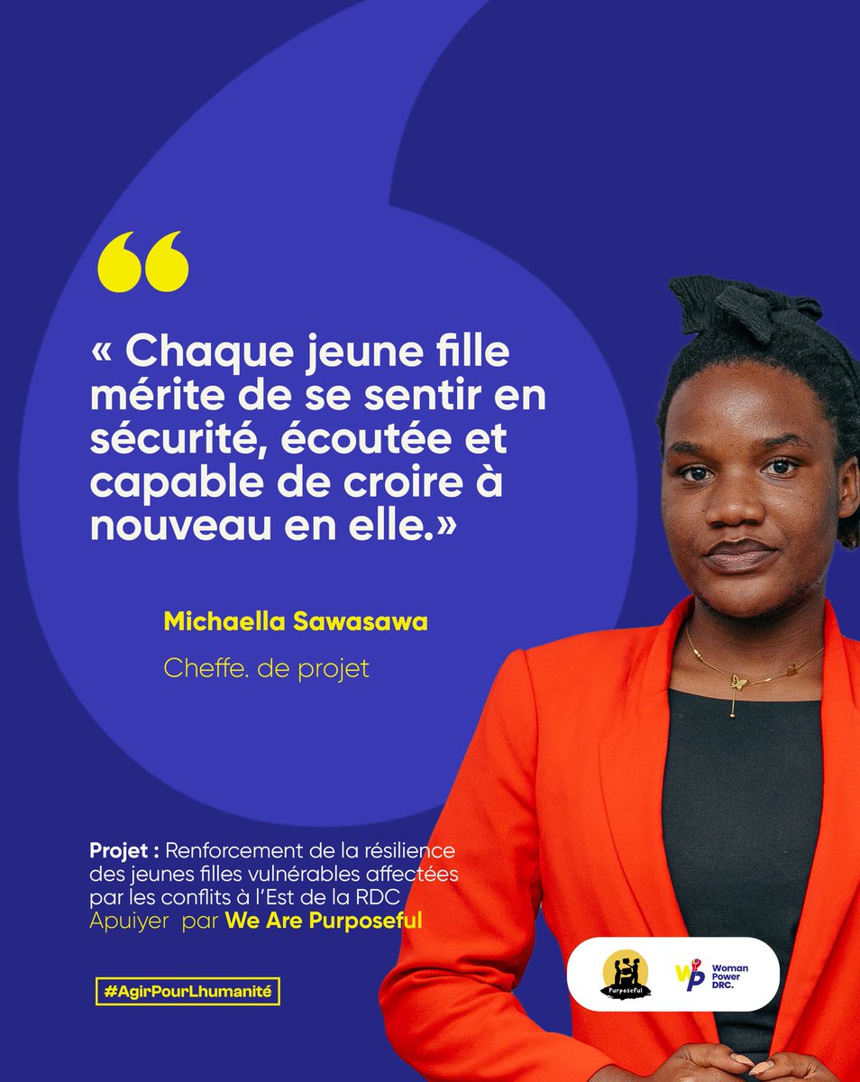 womanpowerdrc's tweet photo. Derrière chaque projet de WP DRC, il y a aussi des jeunes femmes qui réfléchissent, dirigent, décident et font bouger les choses. Aujourd’hui, un spotlight sur Michaella Sawasawa , cheffe de projet, qui travaille à renforcer la résilience des jeunes filles

#WPDRC #YoungWomenLead https://t.co/vjp3aPtl7x