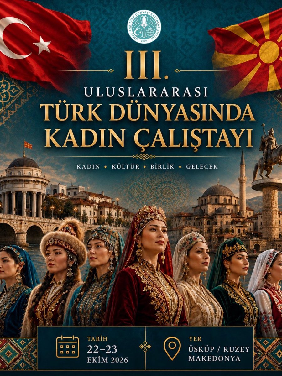 umayana_tdkb's tweet photo. 📢 III. Uluslararası Türk Dünyasında Kadın Çalıştayı Duyurusu

Umay Ana Türk Dünyası Kadınlar Birliği tarafından düzenlenecek III. Uluslararası Türk Dünyasında Kadın Çalıştayı, iki gün sürecek bilimsel ve kültürel bir program çerçevesinde gerçekleştirilecektir. https://t.co/SO5786Zrl8